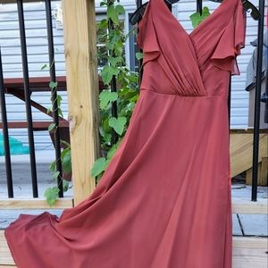 David's Bridal Flutter Sleeve Full Skirt Junior Bridesmaid Dress